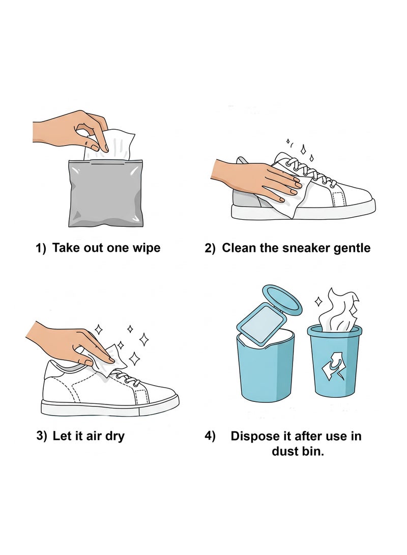 All day wipes All Day Sneaker Wet Wipes (Quick & Effective Cleaning)-25 Count Grab/Wipe/Flex : Instantly Removes Dirt, Scuffs, and Stains from all Sneaker Materials. ( Pack of 2) - Image 2