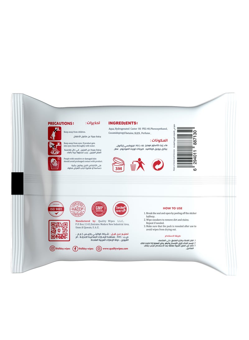 All day wipes All Day Sneaker Wet Wipes (Quick & Effective Cleaning)-25 Count Grab/Wipe/Flex : Instantly Removes Dirt, Scuffs, and Stains from all Sneaker Materials. ( Pack of 2) - Image 5