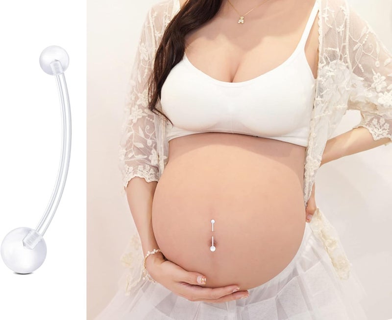 D.Bella خواتم سرة الحمل 14G مع كرات استبدال مرنة من البيوبلاست رياضية لمثبت سرة الحمل للنساء 1 1/2 بوصة (38 مم) - Image 3