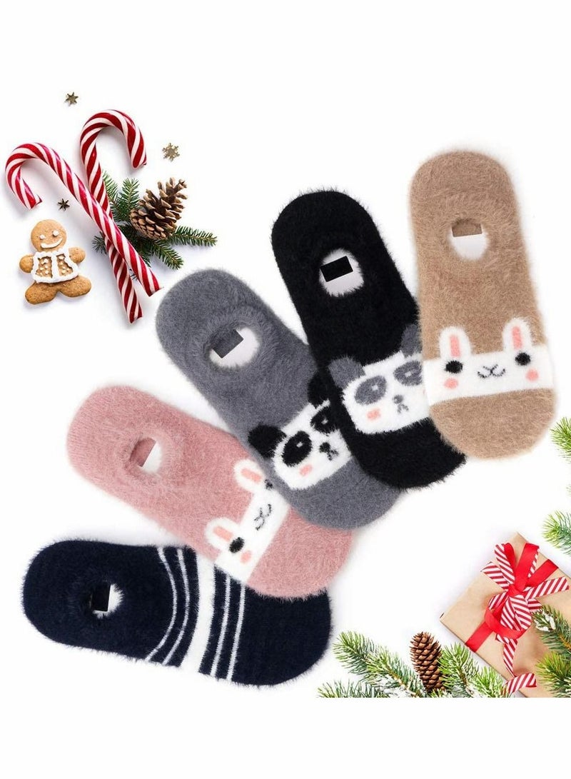 SYOSI Slipper Socks for Women Anti-Slip 5 pairs Super Soft Warm Cozy with Cute Animal Winter Fluffy Fuzzy Slipper Socks - Image 4