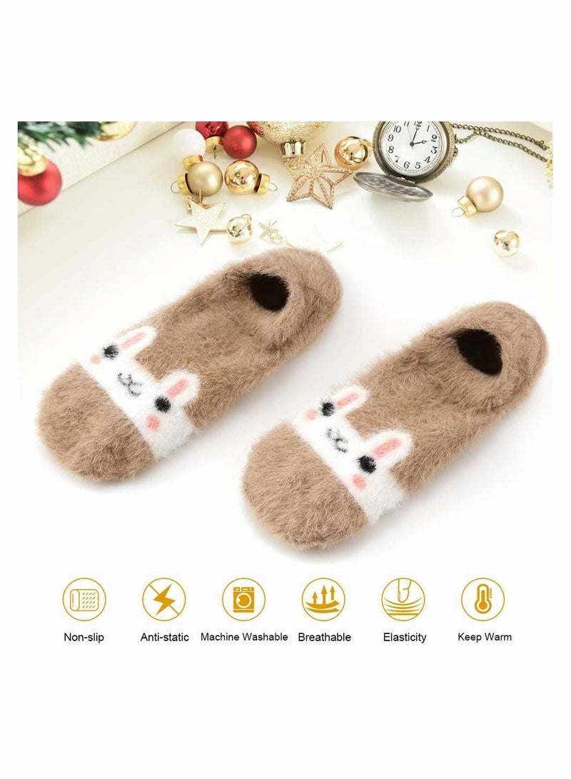 SYOSI Slipper Socks for Women Anti-Slip 5 pairs Super Soft Warm Cozy with Cute Animal Winter Fluffy Fuzzy Slipper Socks - Image 2