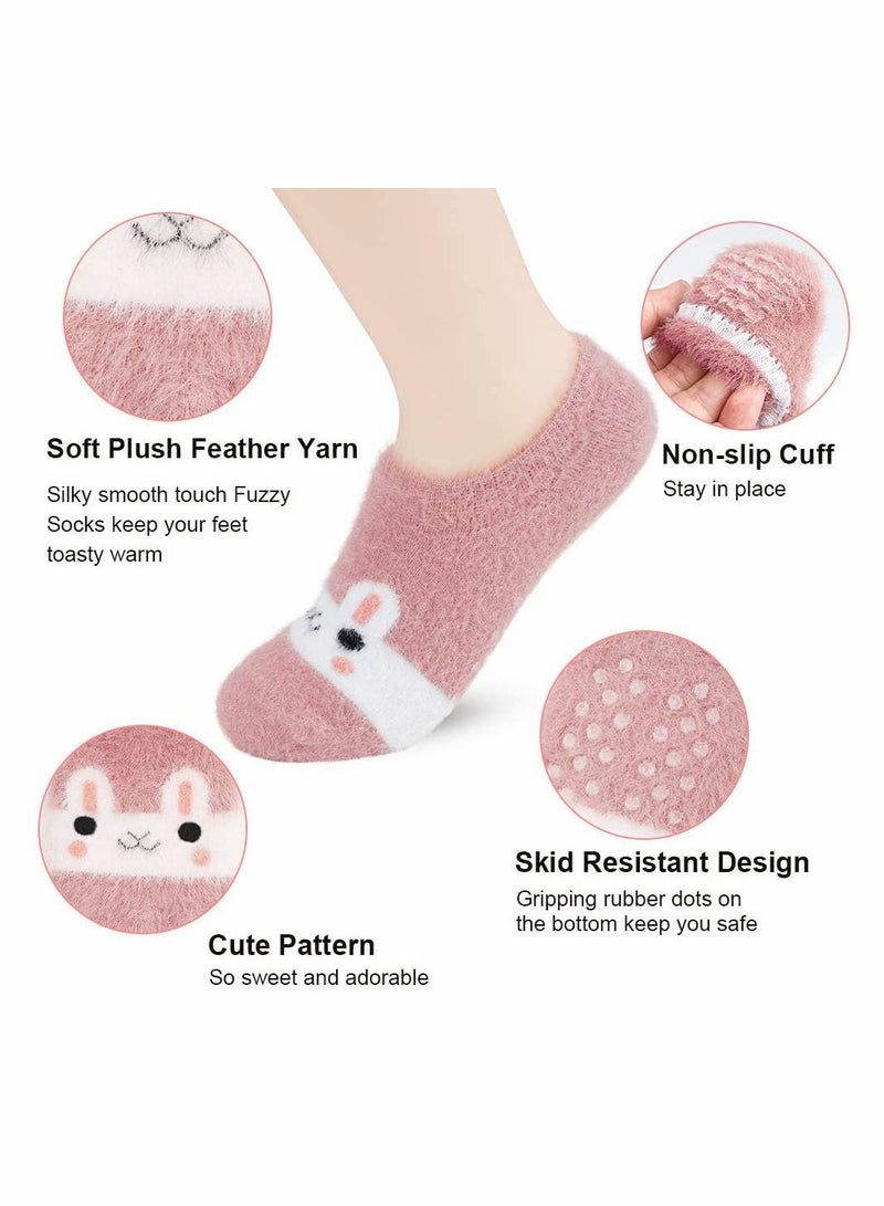SYOSI Slipper Socks for Women Anti-Slip 5 pairs Super Soft Warm Cozy with Cute Animal Winter Fluffy Fuzzy Slipper Socks - Image 3