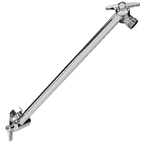 SparkPod 11" Solid Brass Shower Head Extension Arm - Flexible Height & Angle Adjustable Shower Arm Extension for Rain Showerheads with Sturdy Lock - Universal Pipe Connection (Luxury Polished Chrome) - Image 1