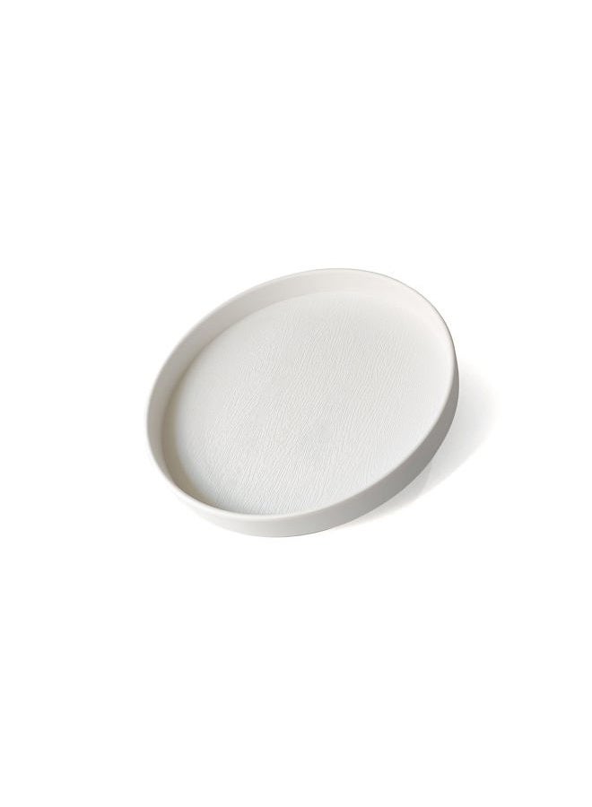 VCREATC White Round Small Tray (6.5 inch) for Bathroom & Kitchen Decor - Decorative Vanity Tray, Coffee Table Tray, Countertop Organizer for Perfume, Soap, Jewelry - Sturdy Plastic Serving Tray - Image 1