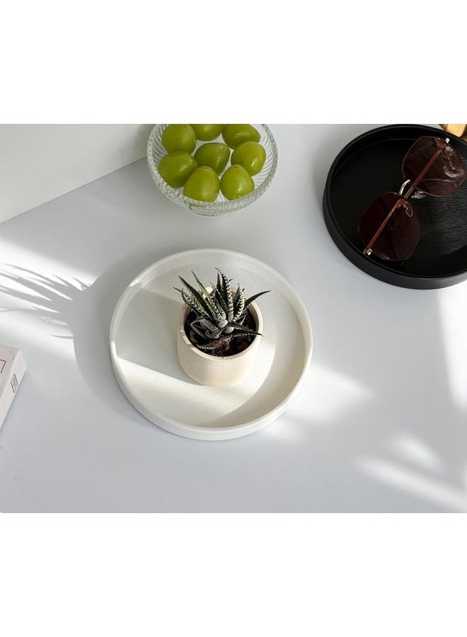 VCREATC White Round Small Tray (6.5 inch) for Bathroom & Kitchen Decor - Decorative Vanity Tray, Coffee Table Tray, Countertop Organizer for Perfume, Soap, Jewelry - Sturdy Plastic Serving Tray - Image 5