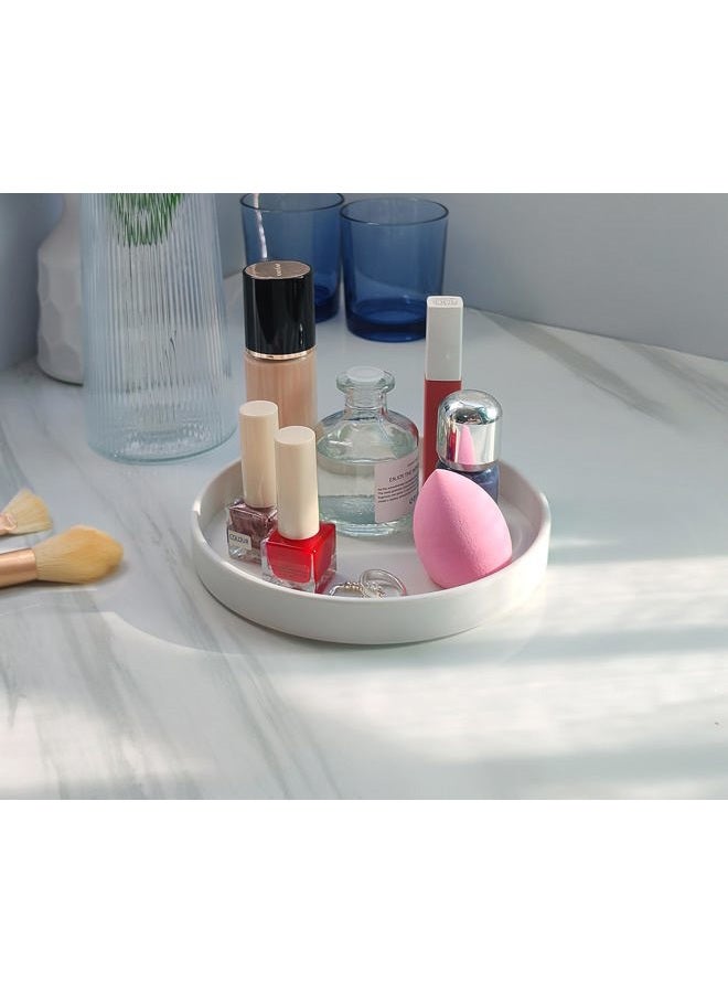 VCREATC White Round Small Tray (6.5 inch) for Bathroom & Kitchen Decor - Decorative Vanity Tray, Coffee Table Tray, Countertop Organizer for Perfume, Soap, Jewelry - Sturdy Plastic Serving Tray - Image 3