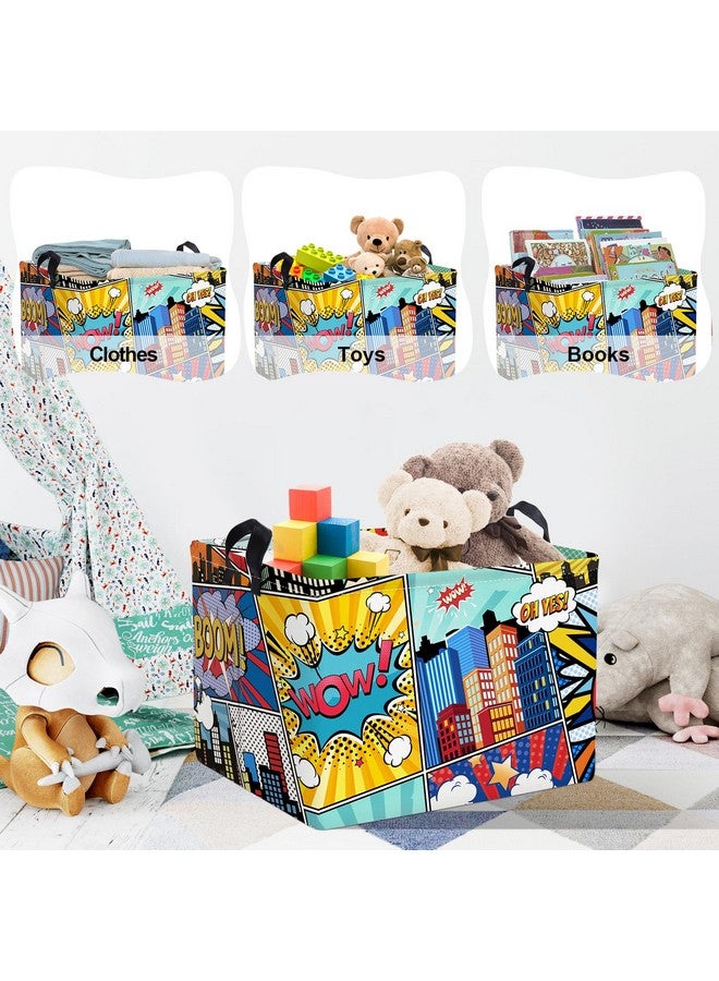 Clastyle 36L Rectangle Blue Comics Hero Kid Storage Basket Collapsible City Building Clothes Toy Nursery Bin Book Shelf Basket - Image 5