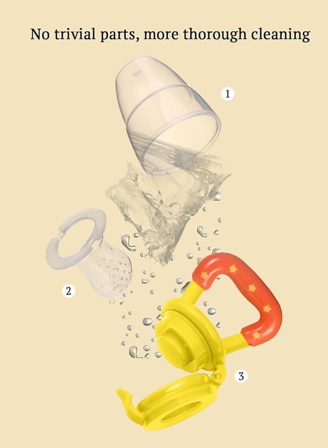 MANUHUT Silicone Baby Fruit Feeder and Pacifier, 6-12 Months, BPA Free, Pack of 2,Blue, Yellow - Image 5