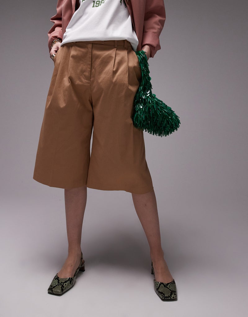 TOPSHOP Longline 3/4 Lengthdouble Pleat Short  - Image 1