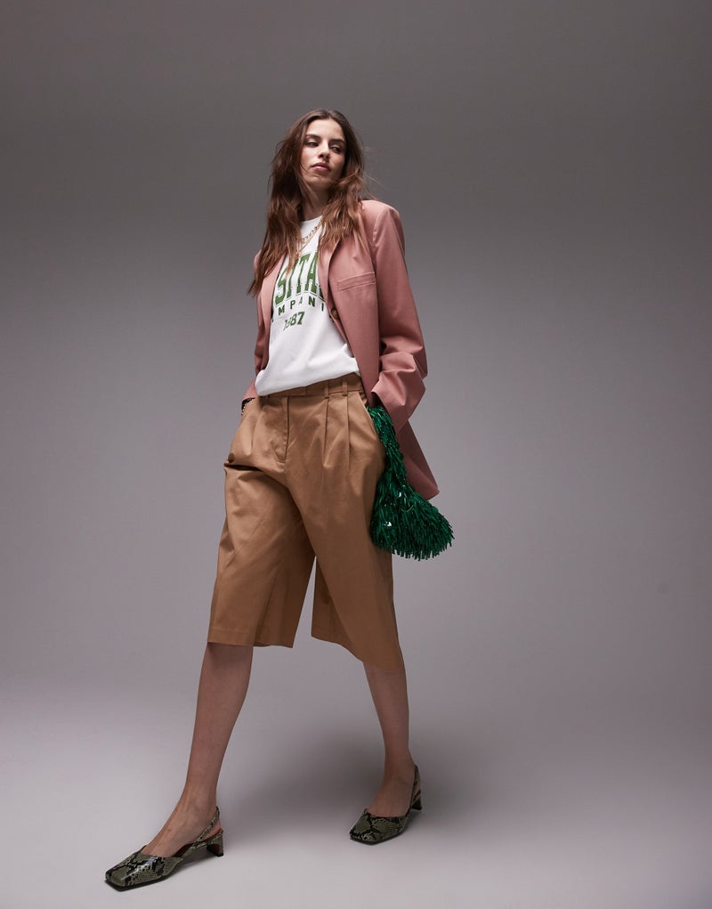 TOPSHOP Longline 3/4 Lengthdouble Pleat Short  - Image 5