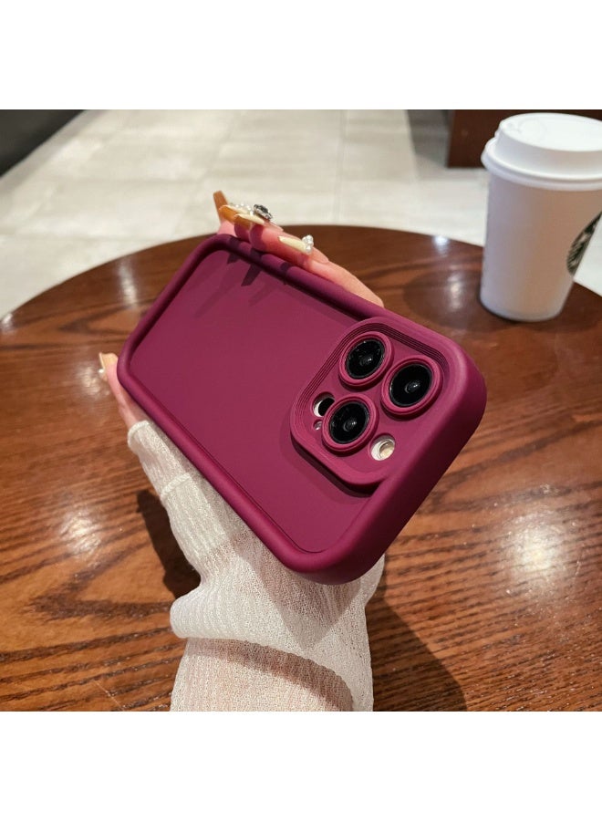 NIBEMINENT Solid Color Soft Shell Protective TPU Case Cover For iPhone 15, Claret