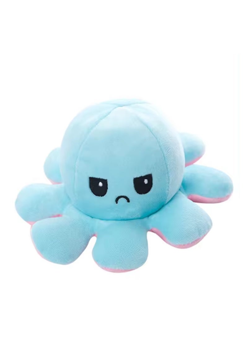 Double-Sided Flip Different Expression Octopus Doll ,Soft Reversible Octopus Plush Toys (light pink-light blue,20cm) - Image 2