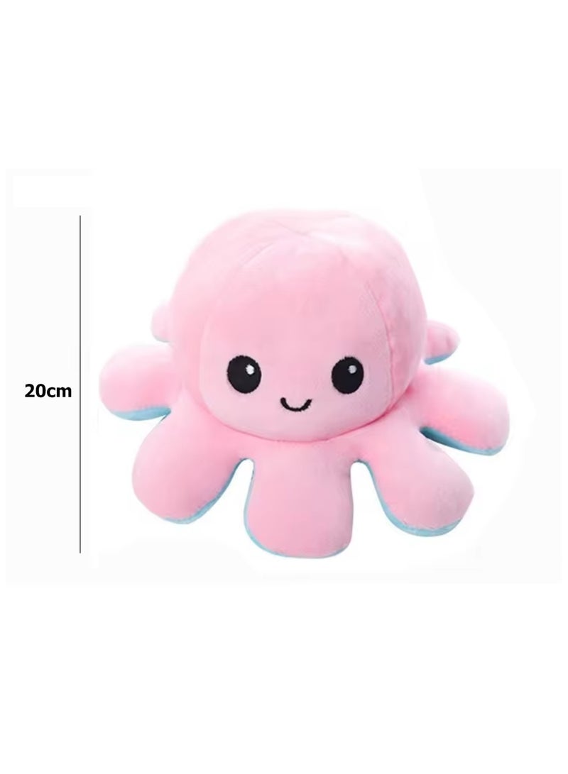 Double-Sided Flip Different Expression Octopus Doll ,Soft Reversible Octopus Plush Toys (light pink-light blue,20cm) - Image 4