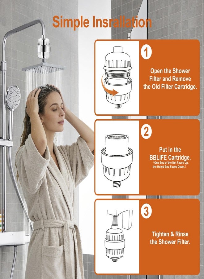 BBLIFE 2 Pack Shower Filter Replacement Cartridge, 99% Removal Chlorine, Heavy Metals, etc, Universal High Performance Efficient Replacement Cartridges, Perfectly Fit for our BPSF Shower Filter - Image 3