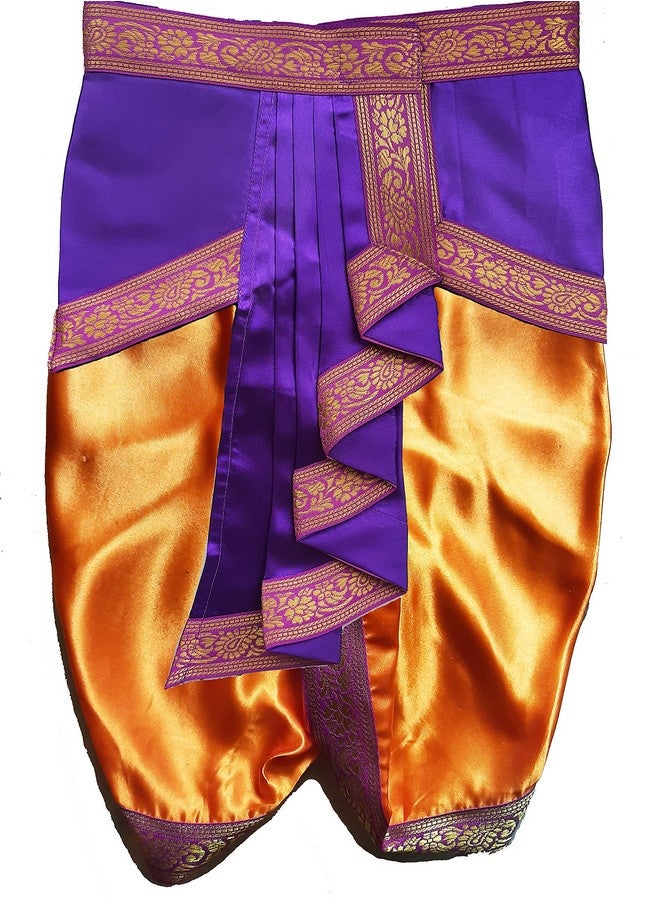 Pakhi Little Krishna Dress For Kids - Fresh Style - Classical Theme Set - Orange and Purple - Image 2