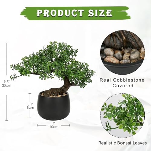Briful Artificial Bonsai Tree Juniper Faux Plants Indoor Fake Plants Decor with Ceramic Pots for Home Table Office Desk Bathroom Shelf Bedroom Living Room Farmhouse Decorations - Image 2