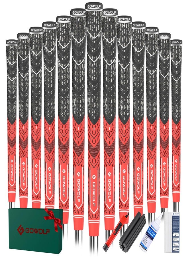 Gowolf Golf Grip Cord Rubber Multi-compound Golf Driver Irons Club Choose 13 Grips with 15pcs Tapes Or Full Kit choose one (Red（13 grips with kit), Standard) - Image 1