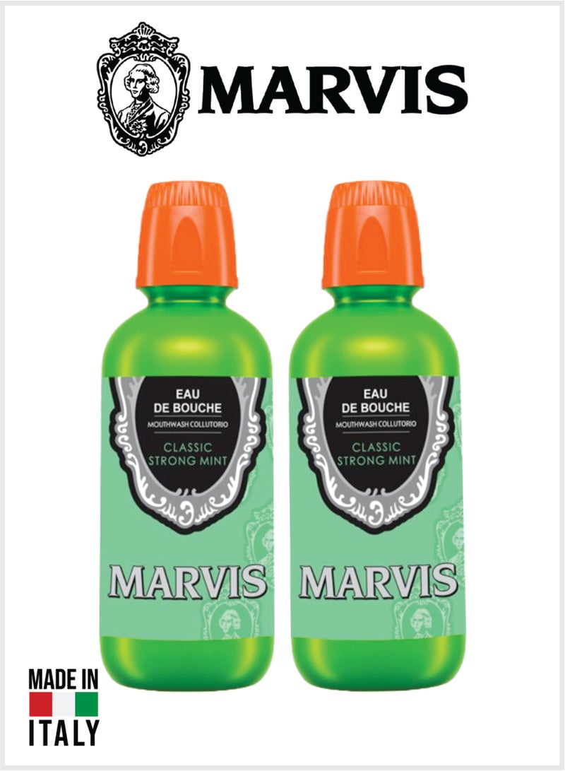 Marvis Classic Mint Mouthwash – Refreshing Classic Mint Formula for Complete Oral Hygiene 400ML Pack Of 2 - Image 1