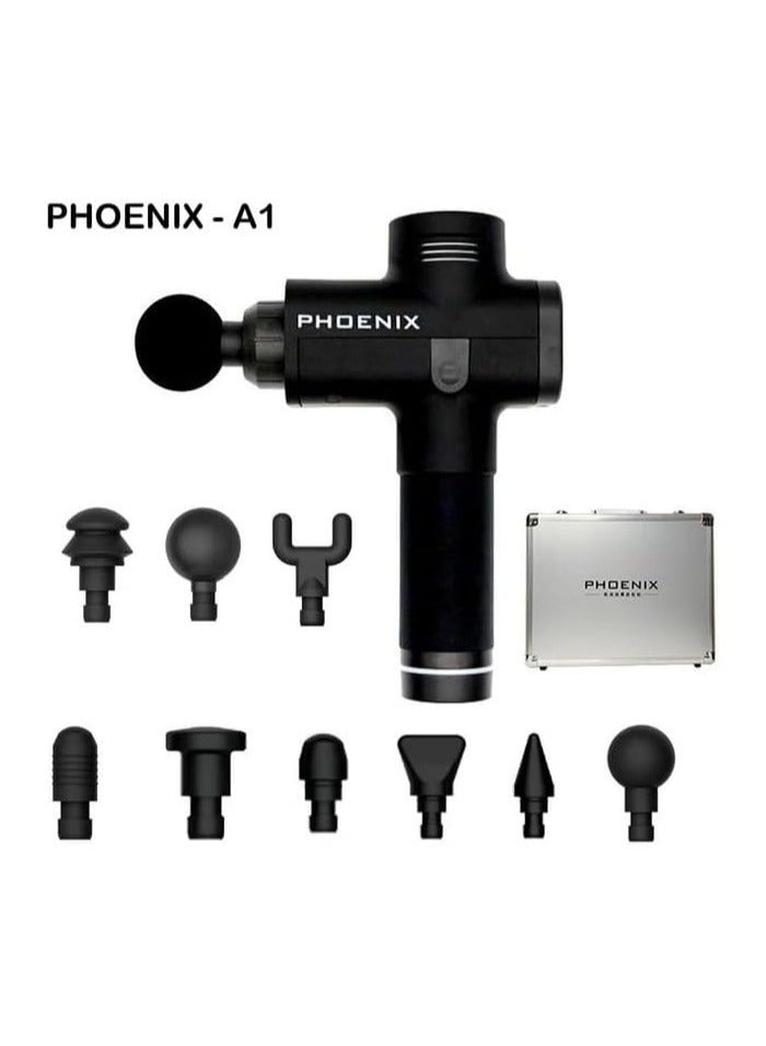 فينيكس مسدس احترافي من فينيكس للعلاج الطبيعي , 9 رؤوس، تعمل بالبطارية , مع حقيبة معدن حديثه - Image 1
