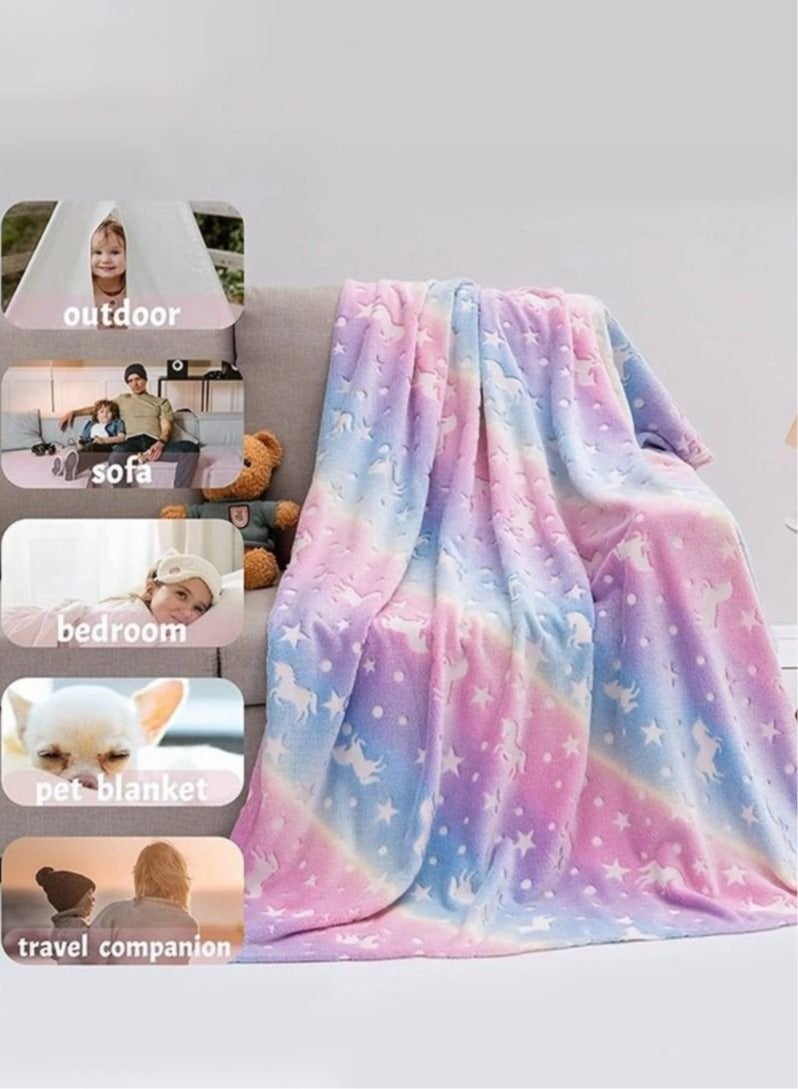 MIXDE Glow Throw Blanket For Kids, Luminous Unicorn Blanket 130*150cm - Image 4
