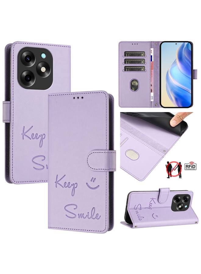 S-TOP Case For itel S23+ Smile Embossing RFID Leather Phone Case - Image 1