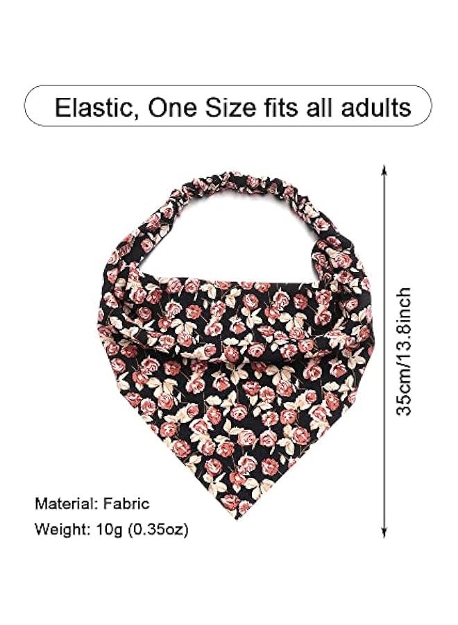 8 Pcs Floral Elastic Hair Scarf Headband,Women Bandana Head Kerchief, Print Triangle Hair Kerchief for Women Girls - Image 5