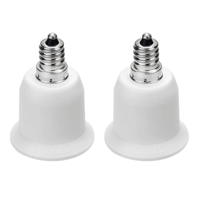 2PACK E12 TO E26 ADAPTER E12 LIGHT SOCKET TO MEDIUM BASE E26 E27 CONVERTER LIGHT SOCKET ADAPTER CHANDELIER SOCKET E12 LIGHT BULB ADAPTER