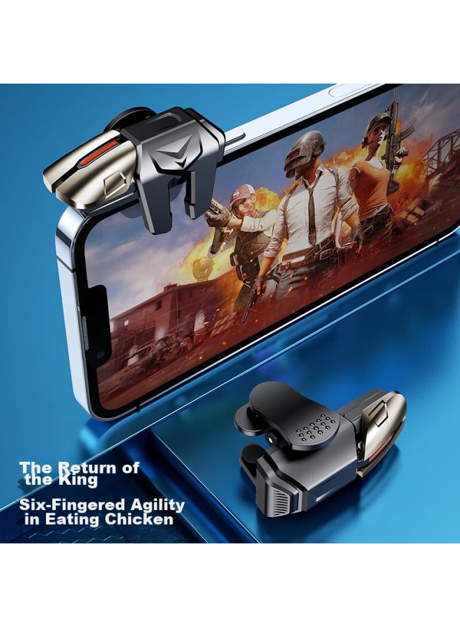 ISKA Yisika, Pubg Gadget, Six-finger Mobile Game Peace Elite Mechanical Button Auxiliary Triangular Action External Device, Clicker Shoulder Key, Suitable For Apple And Android, Yx38 - Image 1