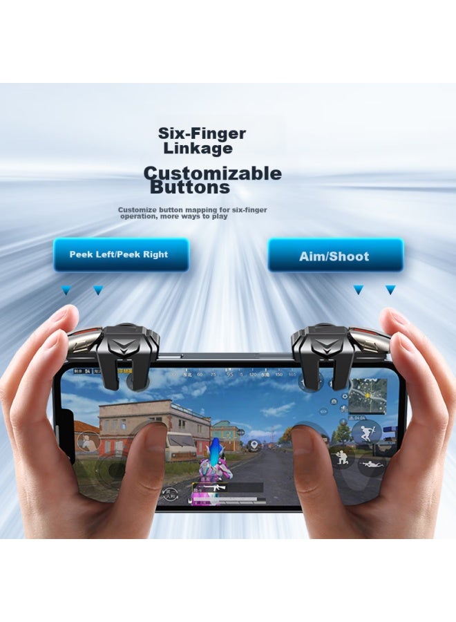 ISKA Yisika, Pubg Gadget, Six-finger Mobile Game Peace Elite Mechanical Button Auxiliary Triangular Action External Device, Clicker Shoulder Key, Suitable For Apple And Android, Yx38 - Image 4