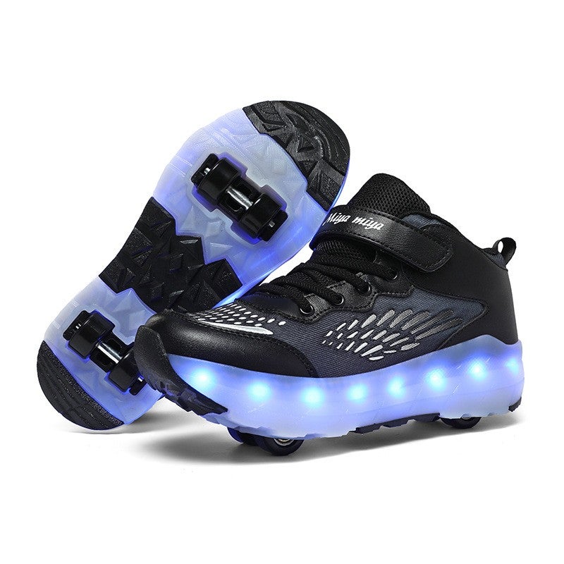 Miya Kids And Adult Roller Skates Shoes 4 Wheels Roller Shoes Boys Girls Wheel Shoes Roller Sneakers Shoes for Beginner More Balanced - Image 1