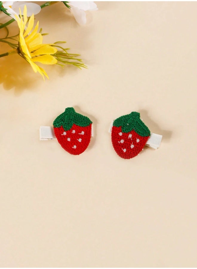 10-Piece Baby Girl Crochet Hair Clips Set – Handmade Fruit & Flower Snap Barrettes – Strawberry, Cherry & Sunflower Designs – Cute Non-Slip Toddler Hair Accessories - Image 5