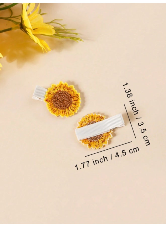 10-Piece Baby Girl Crochet Hair Clips Set – Handmade Fruit & Flower Snap Barrettes – Strawberry, Cherry & Sunflower Designs – Cute Non-Slip Toddler Hair Accessories - Image 4