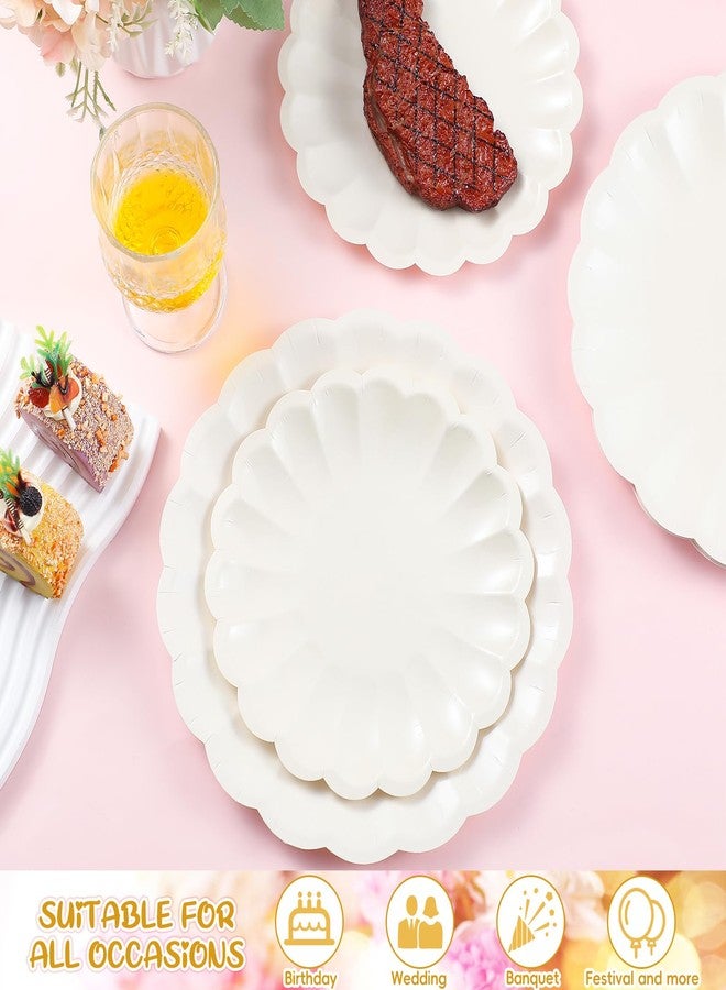 Newtay 30 Pcs Cream Scalloped Paper Plates 9.5 Inch and 7.5 Inch Shell Edge Disposable Dinner Plates for Birthday Wedding Baby Shower Party Decorations - Image 3