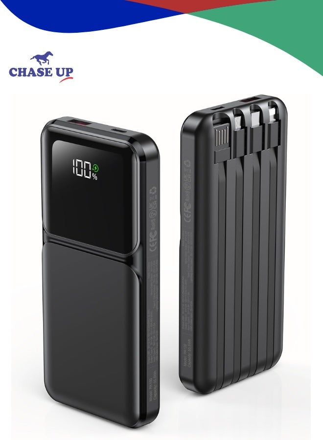 Chase Up Portable Charger with Built in Cable-20000mAh Fast Charging 22.5W Slim Power Bank USB C LED Display Travel Battery Pack 5 Outputs & 3 Inputs for iPhone, Samsung, iPad etc - Image 1