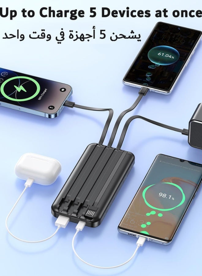 Chase Up Portable Charger with Built in Cable-20000mAh Fast Charging 22.5W Slim Power Bank USB C LED Display Travel Battery Pack 5 Outputs & 3 Inputs for iPhone, Samsung, iPad etc - Image 3