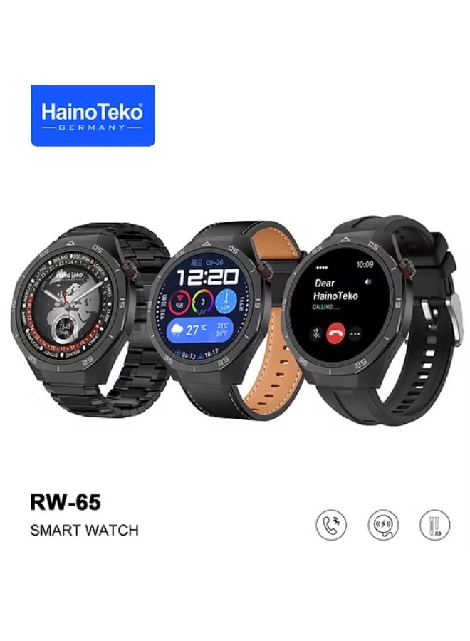 Haino Teko GT5 PRO Smart Watch , With Large HD AMOLED Display , Water Resistant , Supports Tapping and Receiving Calls , Supports Tracking Features and Many Health Features , 3 Straps Attached to Switch Between - Image 1