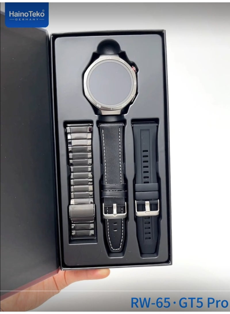 Haino Teko GT5 PRO Smart Watch , With Large HD AMOLED Display , Water Resistant , Supports Tapping and Receiving Calls , Supports Tracking Features and Many Health Features , 3 Straps Attached to Switch Between - Image 2