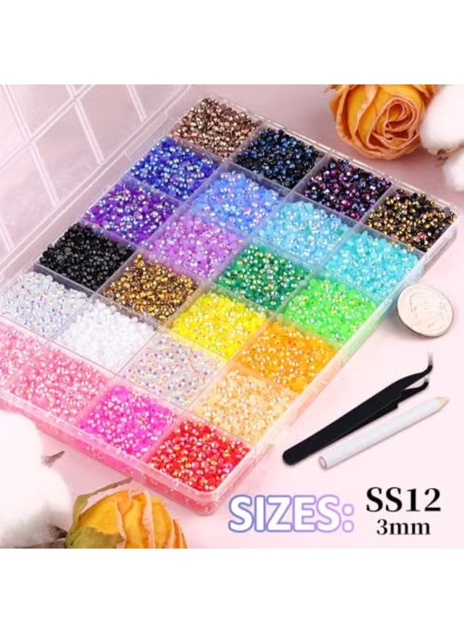 HTKCRX 30000Pcs Resin Jelly Rhinestones with 3 Pcs B7000 Jewelry Glue for Bedazzling, Multicolor 3mm Flatback Gems for Crafting, Bedazzler Kit for Book Crafts Clothing Shoes Fabric Decor Nail Art Makeup - Image 3