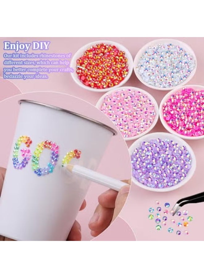 HTKCRX 30000Pcs Resin Jelly Rhinestones with 3 Pcs B7000 Jewelry Glue for Bedazzling, Multicolor 3mm Flatback Gems for Crafting, Bedazzler Kit for Book Crafts Clothing Shoes Fabric Decor Nail Art Makeup - Image 4