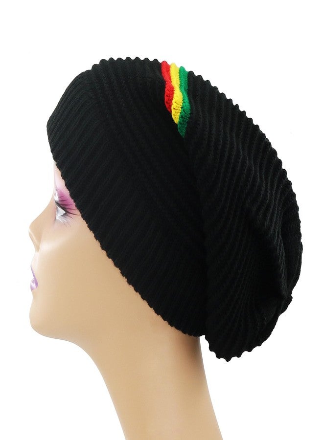 Bandelt Unisex Rasta Stripe Beanies Jamaica Reggae Cap Slinky Beanie Multi-Colour Striped Slouchy Baggie Beanie Skullies Gorro Rasta Hat - Image 5