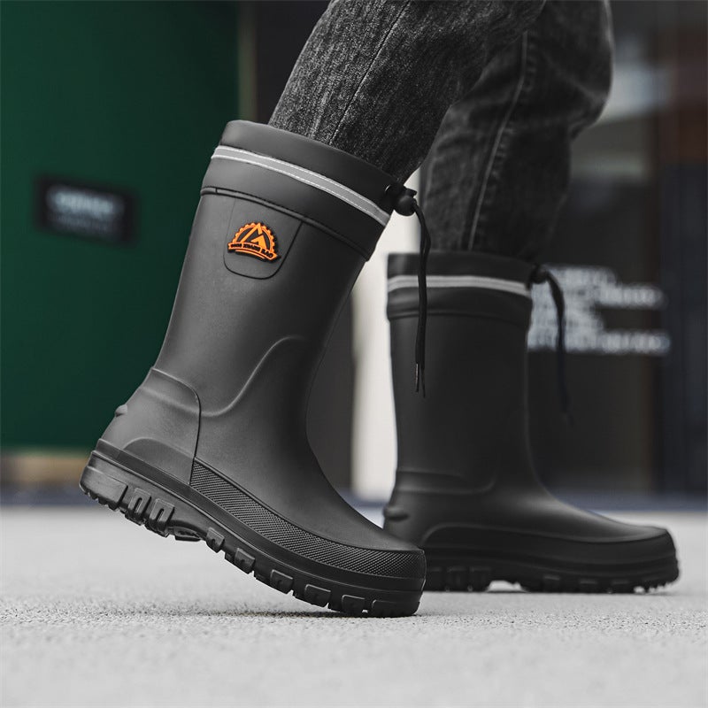 Rain Boots Men'S New Rain Boots Men'S Short Rain Boots Non-Slip Kitchen Fashion Water Shoes Fishing Rubber Shoes - Image 3