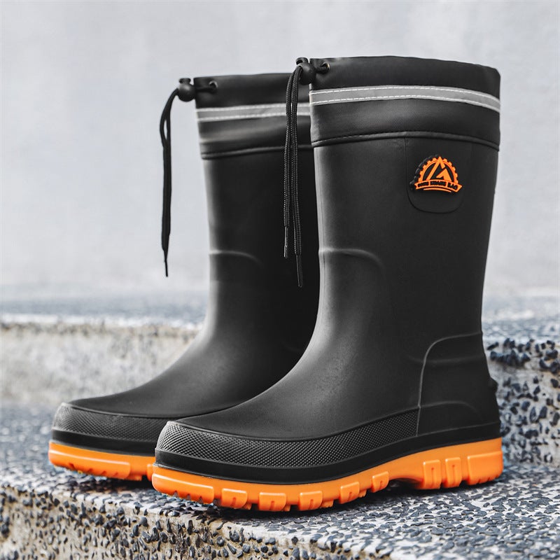 Rain Boots Men'S New Rain Boots Men'S Short Rain Boots Non-Slip Kitchen Fashion Water Shoes Fishing Rubber Shoes - Image 1