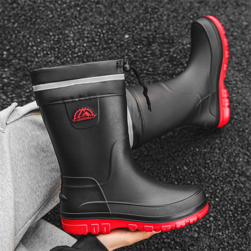 Rain Boots Men'S New Rain Boots Men'S Short Rain Boots Non-Slip Kitchen Fashion Water Shoes Fishing Rubber Shoes - Image 4