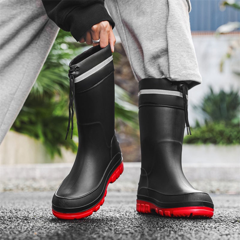 Rain Boots Men'S New Rain Boots Men'S Short Rain Boots Non-Slip Kitchen Fashion Water Shoes Fishing Rubber Shoes - Image 5