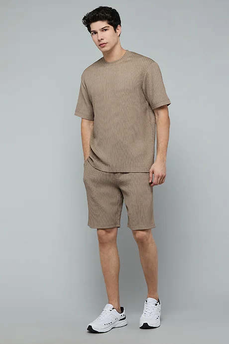 أر أند بي Textured Shorts with Drawstring Waist