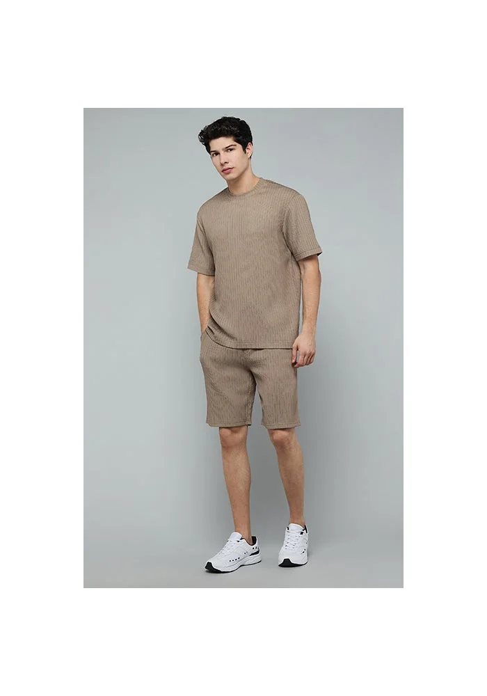 أر أند بي Textured Shorts with Drawstring Waist