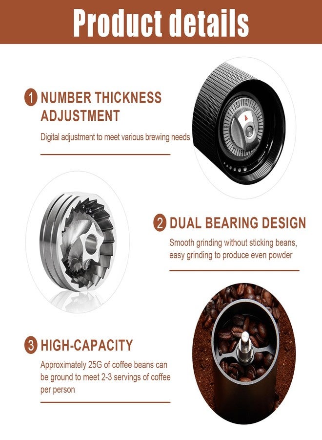 Obsoorth 25g Manual Coffee Grinder CNC Stainless Steel Hand Coffee Grinder with Double Bearing Positioning Adjustment, Manual Coffee Bean Grinder Perfect for Office Home Traveling - Image 5