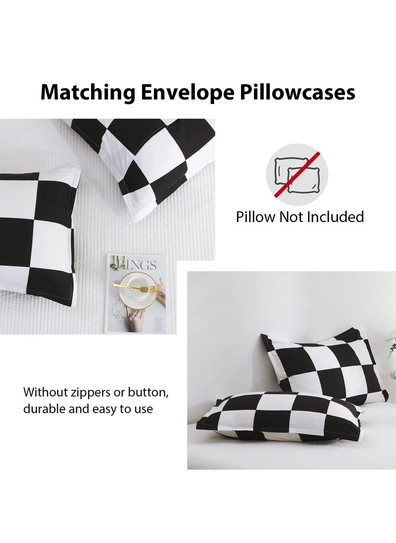 LUCKYBULL LUCKYBULL Full Comforter Set 3 Pieces Fluffy Bedding Set Black Plaid Down Alternative Comforter  Checkered Soft Textured Comforter with 2 Pillowcases All Seasons  Black and White  - Image 5