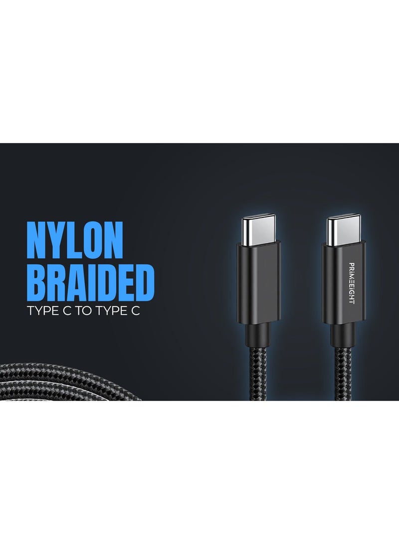 PRIMEEIGHT [3 PACK] USB C TO C Cable 1/2/2 meter fast charging Compatible with iPad and iPhone 15 / 15 Plus / 15 Pro / 15 Pro Max and Samsung Galaxy Black - Image 3