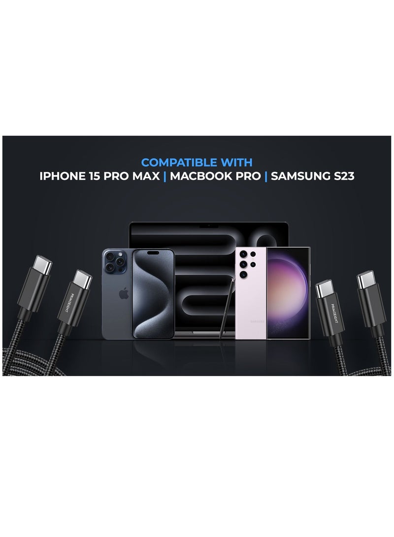 PRIMEEIGHT [3 PACK] USB C TO C Cable 1/2/2 meter fast charging Compatible with iPad and iPhone 15 / 15 Plus / 15 Pro / 15 Pro Max and Samsung Galaxy Black - Image 5